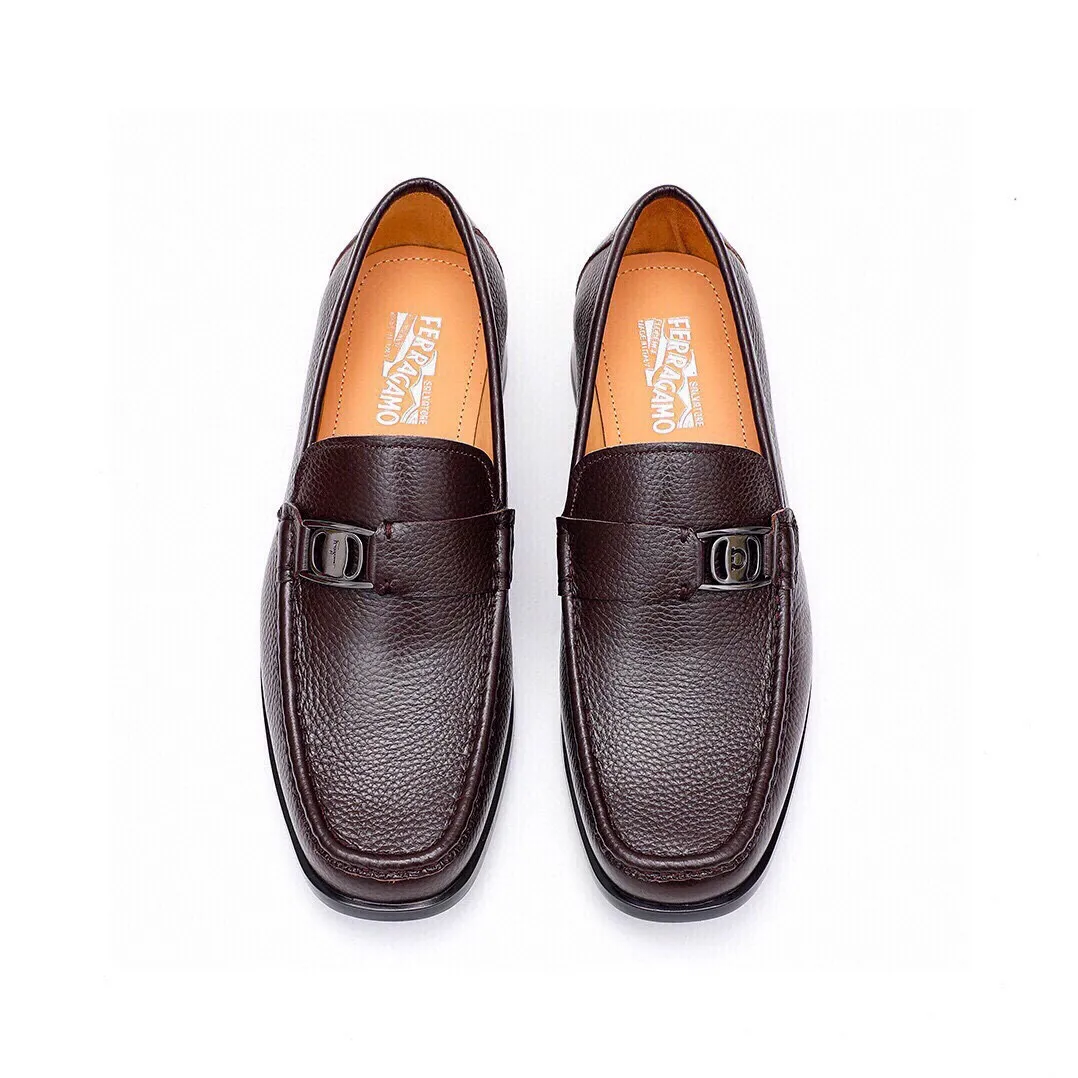 Men's shoes 💰520 💐[Ferragamo/Ferragamo] New 🐲Ferragamo* Ferragamo classic formal leather shoes! It uses imported first-layer pebbled cowhide leather upper + luxurious hardware buckle, and the inner first-layer comfortable cowhide leather lining! Original rubber outsole! Code number 38-44 (45🉑️customized)